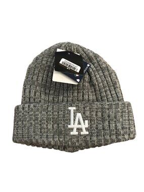 NWT Los Angeles Dodgers Gray Knit Cuffed Beanie Hat Ribbed MLB MSRP $20